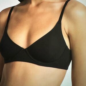 SKIMS Fits Cotton Jersey Unlined Demi Black Underwire T-shirt Bra - Size 34DDDD